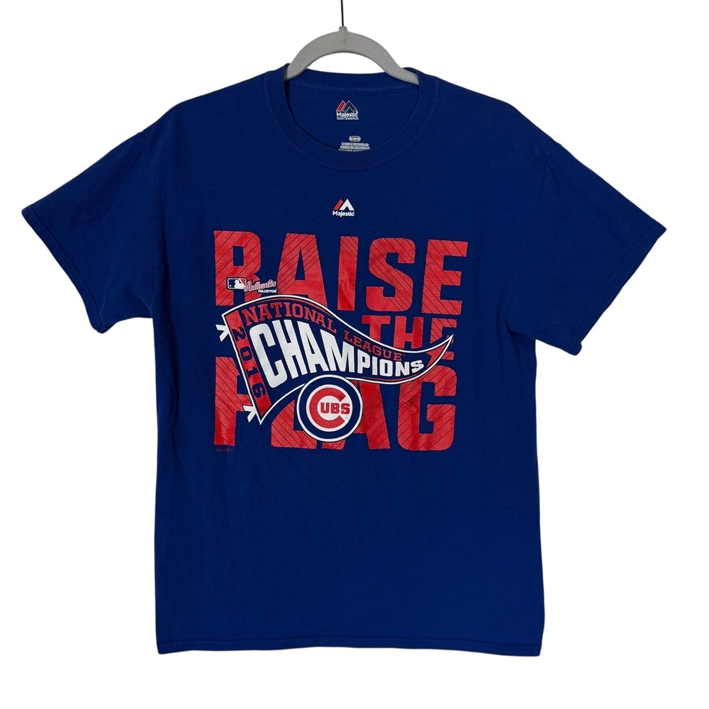 Chicago Cubs Shirt Mens Medium MLB Baseball Majestic 2016 NL‎ Champions Tee